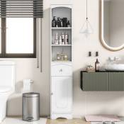 Meuble de salle de bain, armoire de salle de bain avec tiroir et étagères réglable, compartiment ouvert-Blanc - BLanc - Verslife