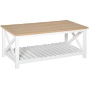 MH - Table basse rectangulaire biarritz chêne clair et blanc