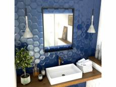 Miroir salle de bain led auto-éclairant 60x80cm - laqué noir mat - framed mirror led