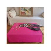 Nappe enduite coton rose carrée 120 x 120 cm