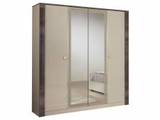 Panaca - armoire 4 portes coloris beige clair et bronze