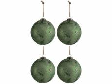 Paris prix - lot de 4 boules de noël "antique" 12cm vert