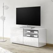 Petit meuble TV 120 cm blanc laqué design ELMA Blanc