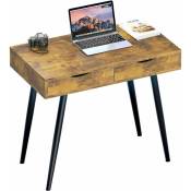 Soges - Petit bureau avec 2 tiroirs, 80 cm, table d'ordinateur moderne, console, coiffeuse, salon, marron/noir