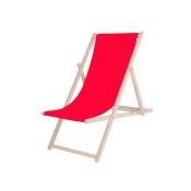 Springos - Chaise longue pliante en bois avec un tissu rouge - rosso