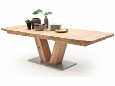 Table à manger extensible en chêne bianco huilé massif - longueur 180-270 x hauteur 78 x profondeur 100 cm