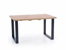 Table à manger industrielle extensible 160-210cm avec plateau aspect chêne et structure en métal noir venice 635