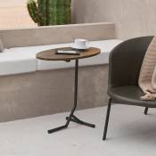 Table d'appoint du canapé avec cadre métallique et haut ovale de différentes couleurs Couleur : Effet du bois noir