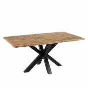 Table repas l.160cm métal noir et bois massif