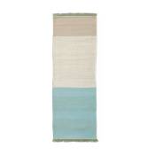 Tapis de couloir dhurrie en laine vert turquoise 80x240 cm Tres Stripes - Nanimarquin