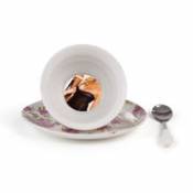 Tasse à thé Guiltless - Rumina / Avec soucoupe & cuillère - Image érotique au fond de la tasse - Seletti rose en céramique