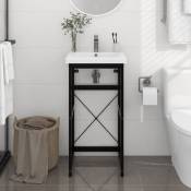 The Living Store - Cadre de lavabo de salle de bain Noir 40x38x83 cm Fer Noir