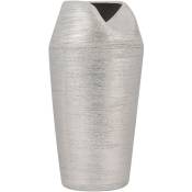 Vase Décoratif de Forme Abstraite fabriqué en Grès Argenté 33 cm de Hauteur au Style Contemporain - Argenté