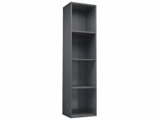 Vidaxl bibliothèque|meuble tv gris brillant 36x30x143 cm aggloméré 800152