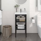 Vidaxl - Cadre de lavabo de salle de bain Noir 40x38x83 cm Fer