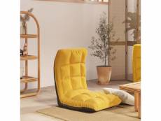 Vidaxl chaise pliable de sol jaune moutarde tissu