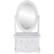 Vidaxl - Coiffeuse avec miroir pivotant ovale mdf - Blanc