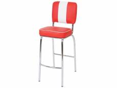 2x tabouret de bar avellino, chaise de comptoir, design rétro des années 50, similicuir ~ rouge, blanc