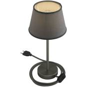 Alzaluce avec abat-jour Impero, lampe de table en métal avec fiche à deux pôles, câble et interrupteur 25 cm - Titane satiné - Jute grise - Titane