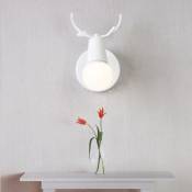 Applique Murale Design Contemporain E27 Luminaire Forme Cerf Lampe de Mur Luminaire Eclairage Blanc