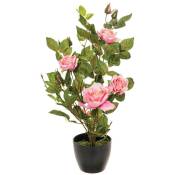 Atmosphera - Plante artificielle Rosier 4 roses et 6 boutons en pot h 50 cm Rose