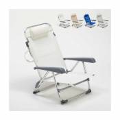 Beach And Garden Design Chaise transat de plage pliante avec accoudoirs mer aluminium Gargano, Couleur: Blanc
