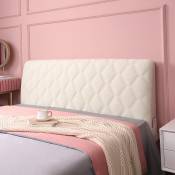 Beige 160cm Couvre-tête de lit double en velours pour tête de lit, pour lit double/simple, haute qualité, élastique, housse de protection