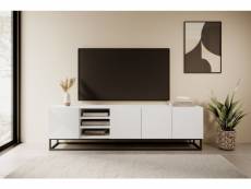Bobochic ensemble alice avec meuble tv avec niche 200 cm + buffet 4 portes 200 cm pieds métal blanc