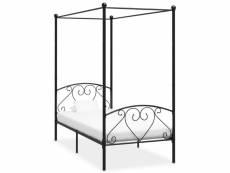 Cadre de lit à baldaquin noir métal 100 x 200 cm cadre 1 personne