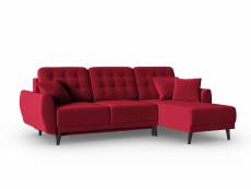 Canapé d'angle 4 places en velours rouge