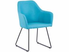 Chaise avec accoudoirs tissu bleu et métal noir ere