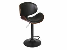 Chaise de bar reno - hauteur réglable - effet bois et noir