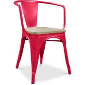 Chaise de salle à manger avec accoudoirs - Bois et acier - Stylix Rouge - Bois, Acier - Rouge
