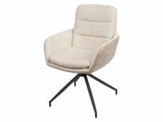 Chaise de salle à manger hwc-k32 fauteuil chaise, pivotante position auto, tissu/textile ~ crème-beige