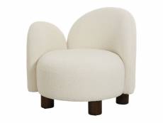 Chaise de salon ronde et blanche en polyester bouclé orienté côté droit #DS
