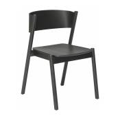 Chaise en chêne noir et cuir noir Oblique - Hübsch