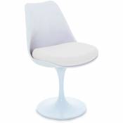 Chaise Tulip Chair avec coussin en coton | Blanc -