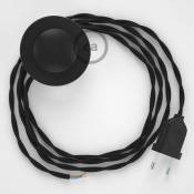Cordon pour lampadaire, câble TC04 Coton Noir 3 m. Choisissez la couleur de la fiche et de l'interrupteur Noir