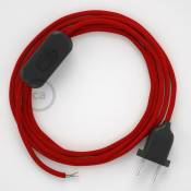 Cordon pour lampe, câble RM09 Effet Soie Rouge 1,80 m. Choisissez la couleur de la fiche et de l'interrupteur Noir