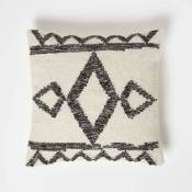 Coussin Kilim en laine et coton Koba, 45 x 45 cm - Noir, blanc - Homescapes