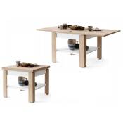 Dusine - table basse leonor bois / blanc extensible