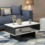 [en.casa] - Table basse Mjölby avec espace de rangement 37 x 80 x 45 cm blanc / marbre noir