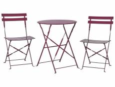 Ensemble bistrot avec table et 2 chaises rouge bordeaux fiori 299249