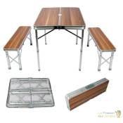Ensemble de table pliante et bancs en aluminium pour