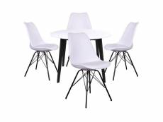 Gram - ensemble table ronde noire et blanche + 4 chaises
