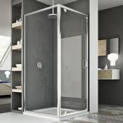 Idralite - Parois cabine de douche pivotante verre transparent h 185 mod Sintesi duo 1 porte 90x100 ouv. 100 cm rectangulaire