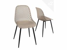 Lot de 2 chaises de cuisine design ajouré SELI (gris beige)