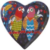 Maxwell&williams - Maxwell & Williams Assiette en forme de cœur Love Hearts de Love Birds avec oiseaux de Porcelaine, 15.5 cm - Rouge