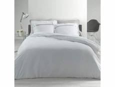 Parure de lit bande satinée blanc gris 240 x 260 cm satinea.