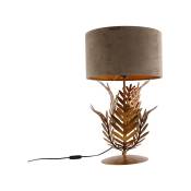 QAZQA botanica - Lampe de table avec Abat-Jour - 1 lumière - Ø 35 cm - Taupe - Rustique - éclairage intérieur - Salon I Chambre - Taupe
